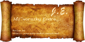 Jávorszky Endre névjegykártya