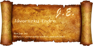 Jávorszky Endre névjegykártya